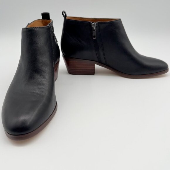 J.Crew Factory Women’s 8.5 Sawyer Black Leather Ankle Boots Stacked Heel NWOB - Picture 10 of 12